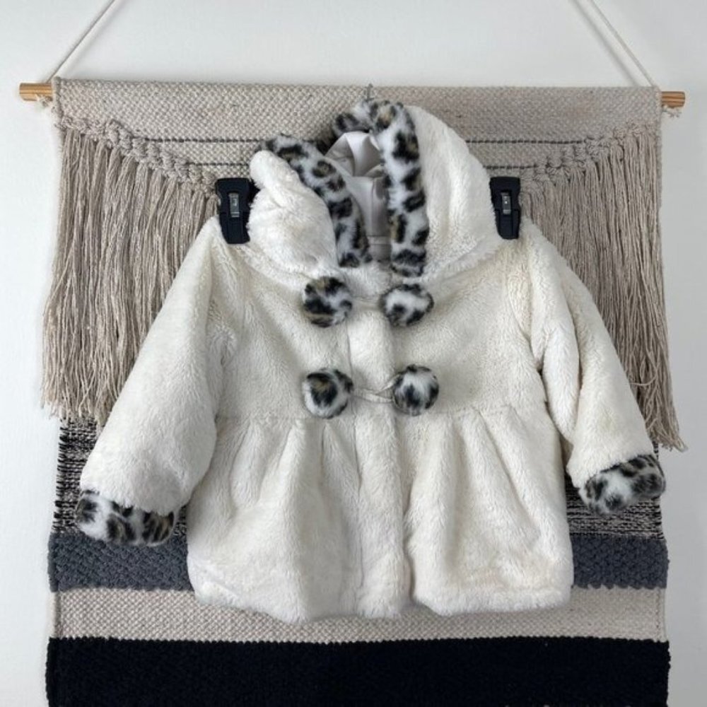 ROTHSCHILD Little Girls' Faux Fur Leopard Print Teddy Jacket Size S (2T)